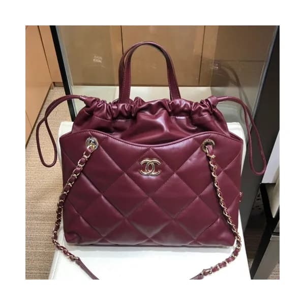 Chanel 2019 Leather Tote Shoulder Shopper Bag ,37C… - 1
