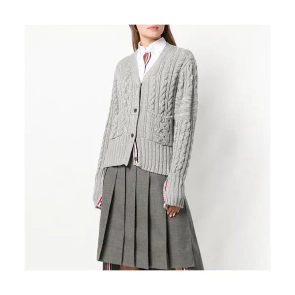 Thom Browne 2020 Womens Classic V-neck Wool Cardig… - 1