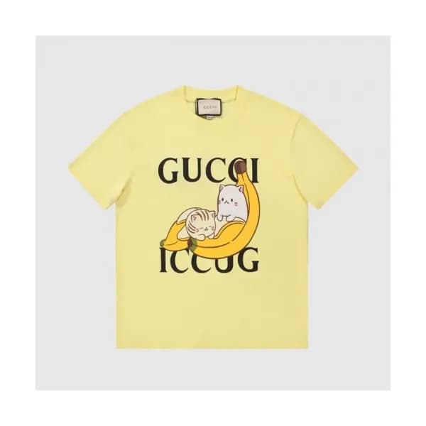 Gucci Mm/Wm Logo Short Sleeved Tshirts Yellow - 구… - 1