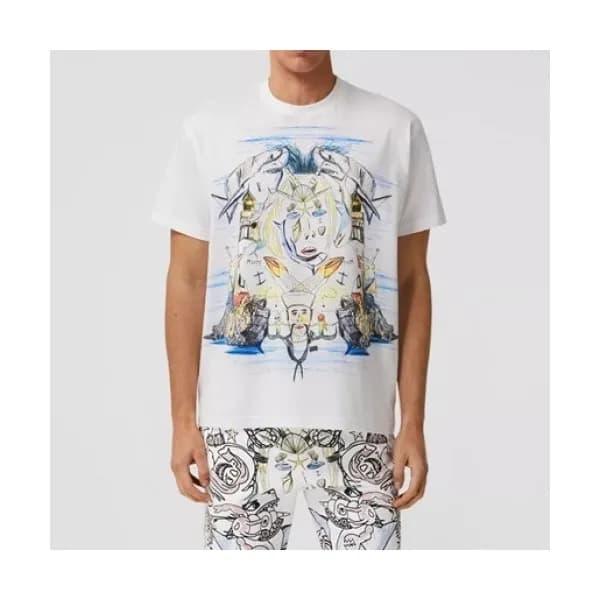 Burberry Mens Logo Cotton Short Sleeved Tshirts W… - 1