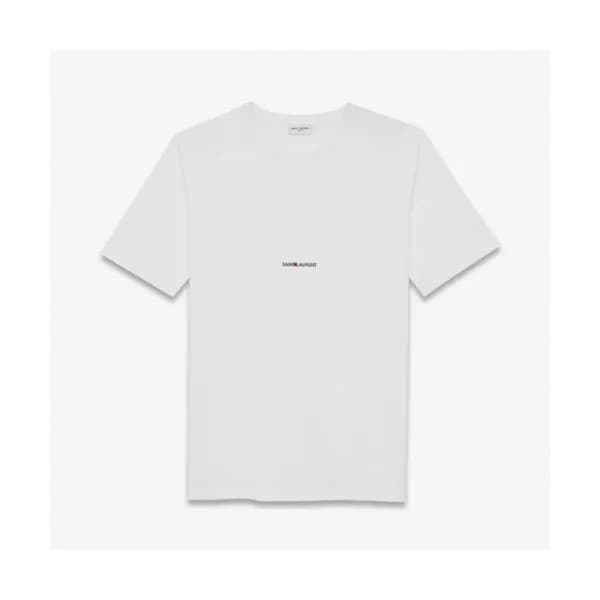 Saint Laurent Mens Logo Cotton Short Sleeved Tshi… - 1