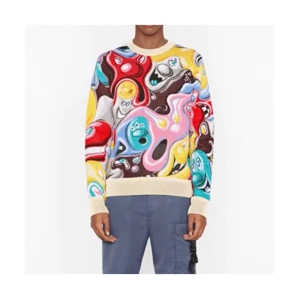 Dior Mens Retro Logo Crew-neck Sweaters Black - 디… - 1