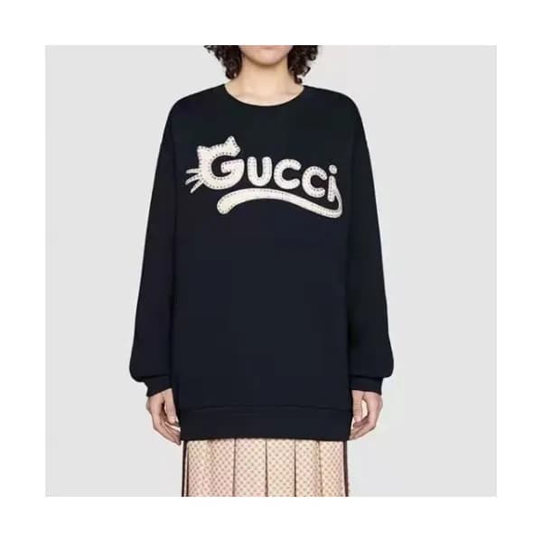 Gucci Mm/Wm Logo Crew-neck Cotton Tshirts Black … - 1