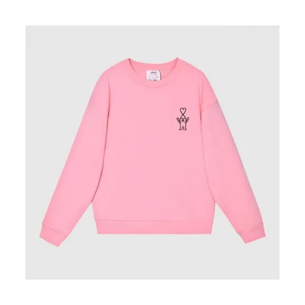 Ami Mens Logo Casual Cotton Man-to-man Pink - 아미 2… - 1