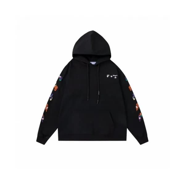 Off-white Mens Logo Cotton Hoodie Black - 오프화이트 2… - 1