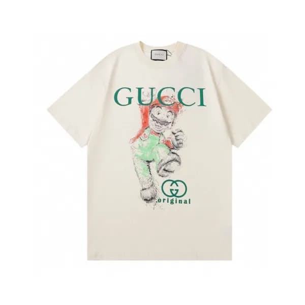 구찌 남자 크루넥 아이보리 반팔티 - Unisex Ivory Tshirts - guc045… - 1