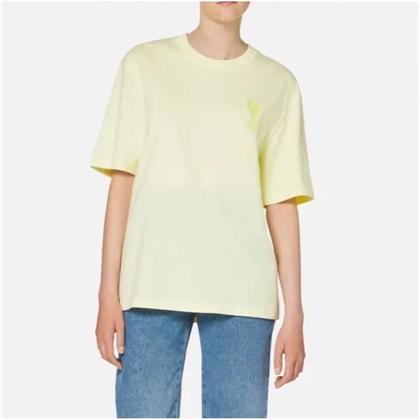 아미 여성 크루넥 옐로우 반팔티 - Womens Yellow Tshirts - ami026… - 1
