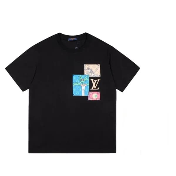 루이비통 남성 크루넥 블랙 반팔티 - Mens Black Tshirts - lou04049… - 1