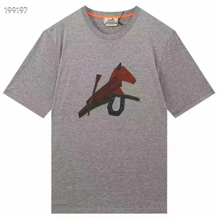 에르메스 남자 그레이 크루넥 반팔티 - Mens Gray Tshirts - her0752x - 1