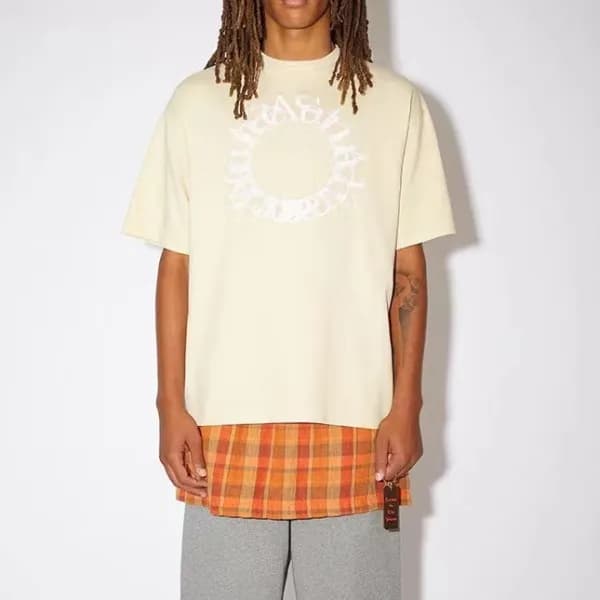 아크네 남/녀 아이보리 크루넥 반팔티 - Unisex Ivory Tshirts - ane0… - 1