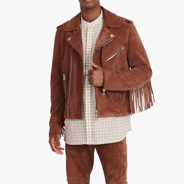 발망 남성 캐쥬얼 브라운 가죽 자켓 - Balmain Mens Brown Jackets -… - 1