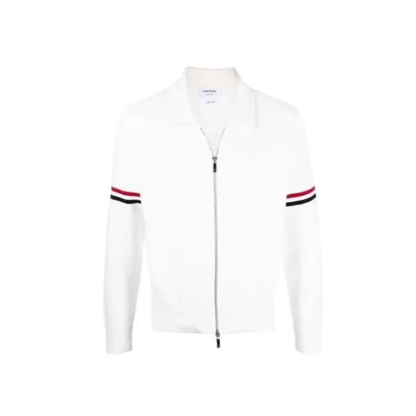 톰브라운 남성 화이트 집업 니트 - Thom Browne Mens White Knits -… - 1