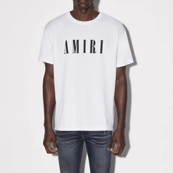아미리 남성 화이트 크루넥 반팔티 - Amiri Mens White Short sleeve… - 1