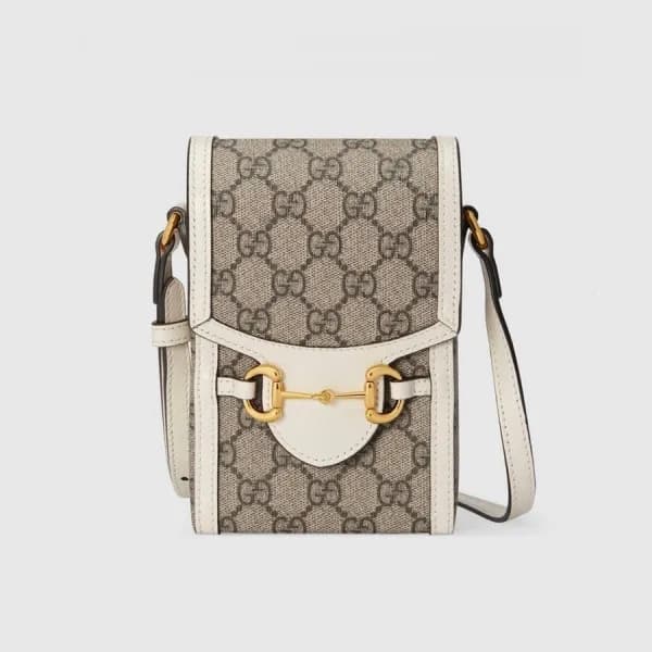 구찌 남/녀 화이트 미니 홀스빗 폰백 - Gucci Unisex White Mini Bag… - 1