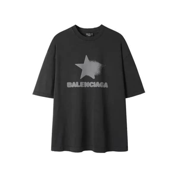 발렌시아가 남성 블랙 크루넥 반팔티 - Balenciaga Mens Black Short … - 1