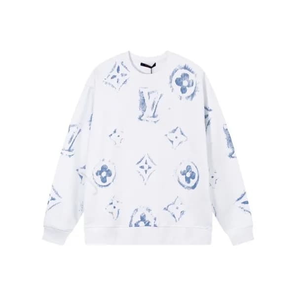 루이비통 남성 모던 화이트 맨투맨 - Louis vuitton Mens White Tshi… - 1