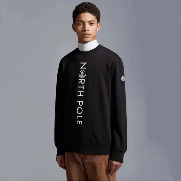 몽클레어 남성 블랙 크루넥 긴팔티 - Moncler Mens Black Tshirts - … - 1