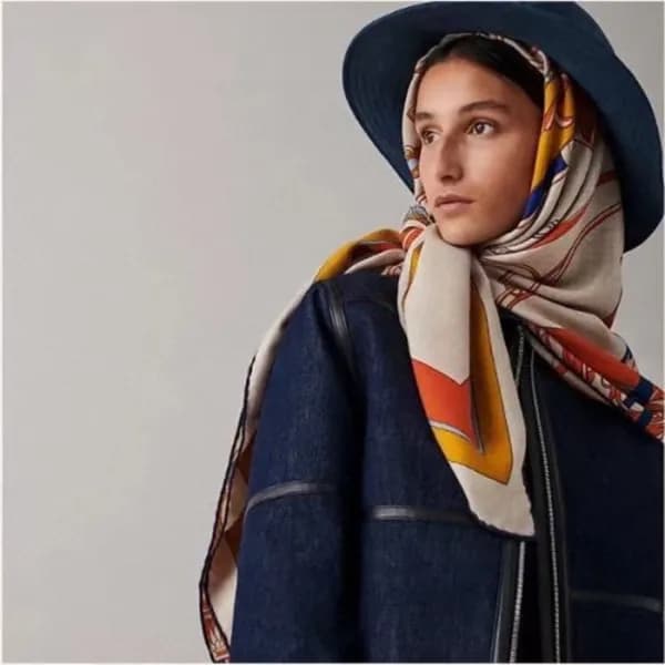 에르메스 여성 오렌지 스카프 - Hermes Womens Orange Scarf - he5… - 1