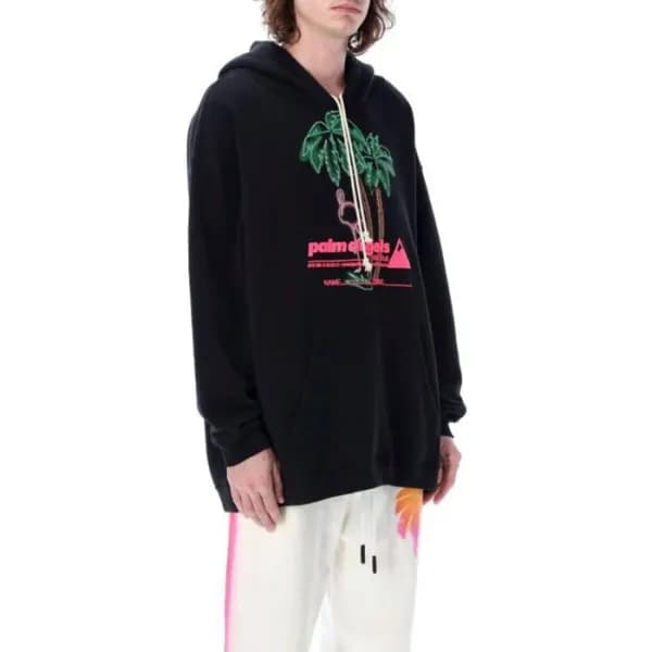 팜 엔젤스 남성 블랙 후드티 - Palm Angels Mens Black Hoodie - … - 1