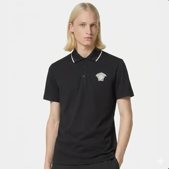 베르사체 남성 블랙 폴로 티셔츠 - Versace Mens Black Tshirts - v… - 1