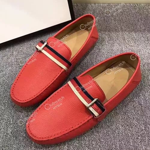 [구찌] 레드 유팁 모카신 레더 남성용 신발 gu0001x - Gucci Red U-Tip… - 1