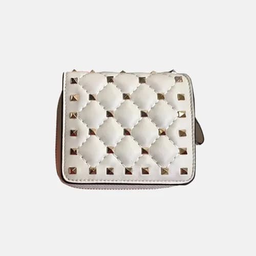 Valentino 2018 Rockstud Leather Zippy Small Wallet… - 1