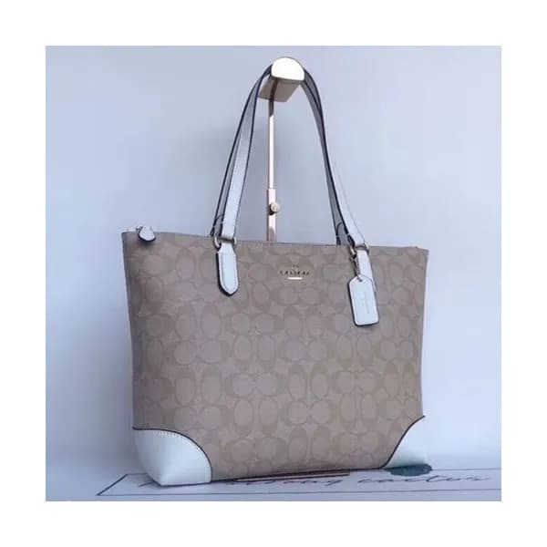 Coach Canvas Tote Shoulder Bag,29cm - 코치 캔버스 토트 숄… - 1