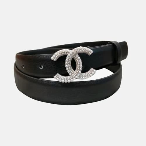 Chanel 2019 Ladies CC Pearl Buckle Leather Belt - … - 1