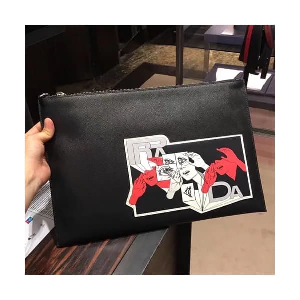 Prada Mens Saffiano Clutch Bag ,36CM - 프라다 사피아노 남성… - 1