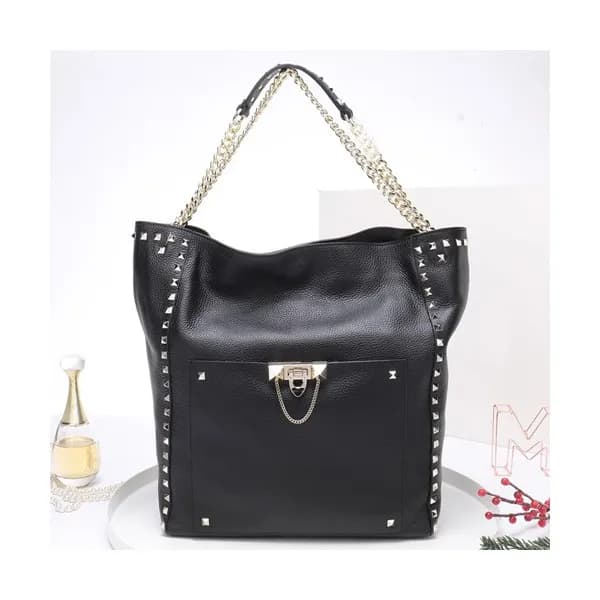 Valentino 2019 Leather Rockstud Tote Shoudler Bag,… - 1