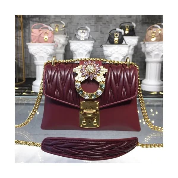 MiuMiu 2019 Matelasse Buckle Shoulder Cross Bag,2… - 1