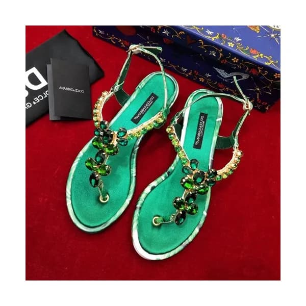 Dolce&Gabbana 2019 Ladies Silk & Leather Sandal -… - 1