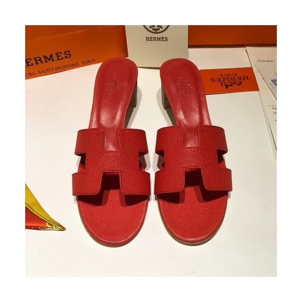 Hermes 2019 Ladies Oasis Leather Middle Heel Slipp… - 1