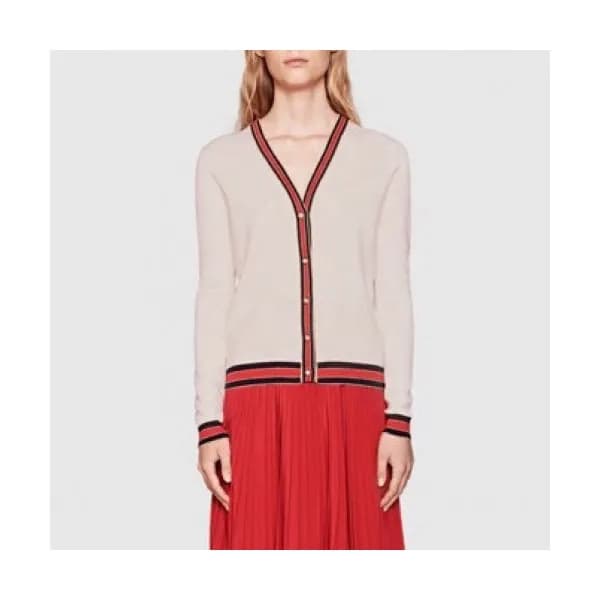Gucci Womens Basic V-neck Wool Cardigan - 구찌 남성 베이…