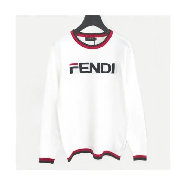 Fendi 2020 Mens Logo Crew-neck Wool Sweaters - 펜디 … - 1
