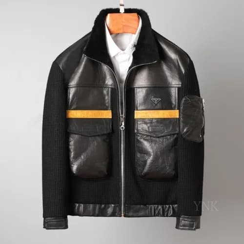 Prada 2020 Mens Logo Casual Leather Jacket - 프라다 2… - 1