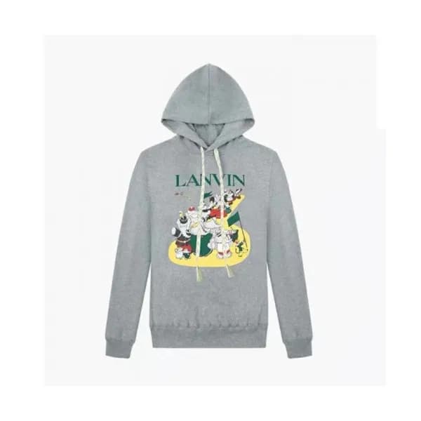 LANVIN Unisex Tshirts Gray - 랑방 2021 남/녀 후드티 - Lan… - 1