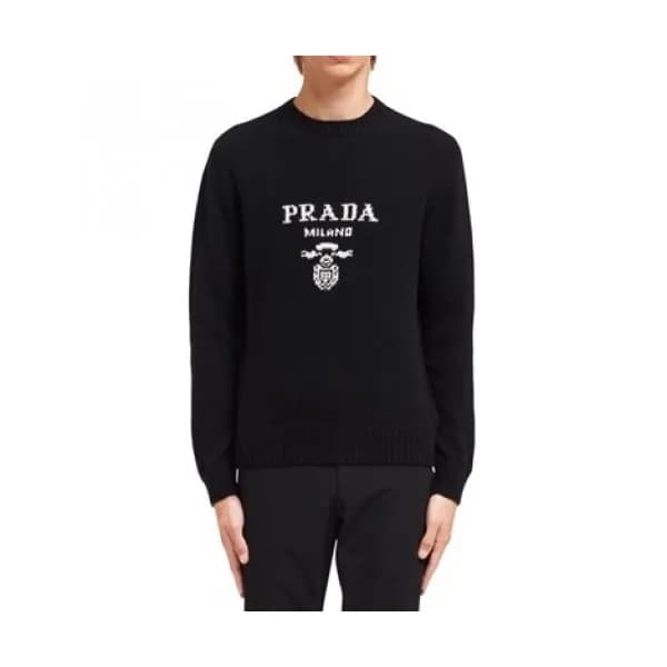 프라다 남성 블랙 크루넥 니트 - Prada Mens Black Knits - pra024… - 1