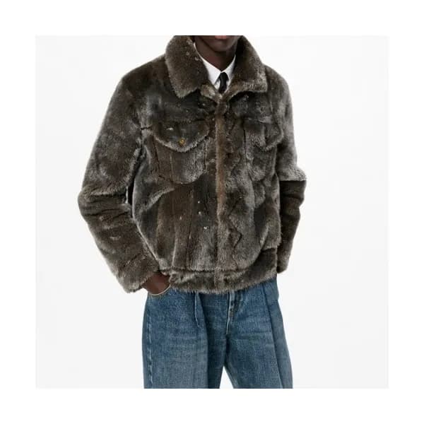 Louis vuitton Mens Logo Leather Jackets Gray - 루이… - 1