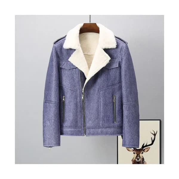 Louis vuitton Mens Logo Leather Jackets Blue - 루이… - 1