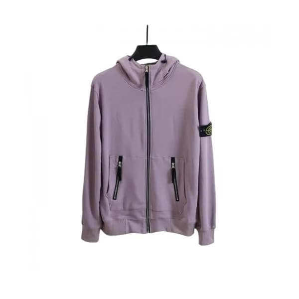 Stone Island Mens Logo Cotton Hoodie Purple - 스톤… - 1
