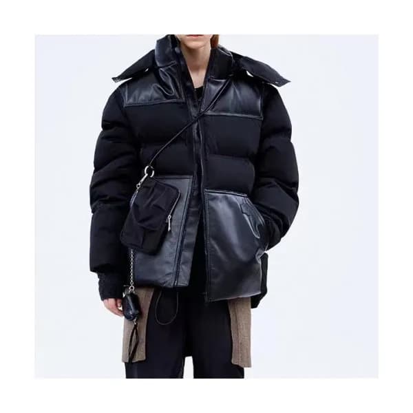 ADER Unisex Patch Logo Modern Down Padding Black … - 1