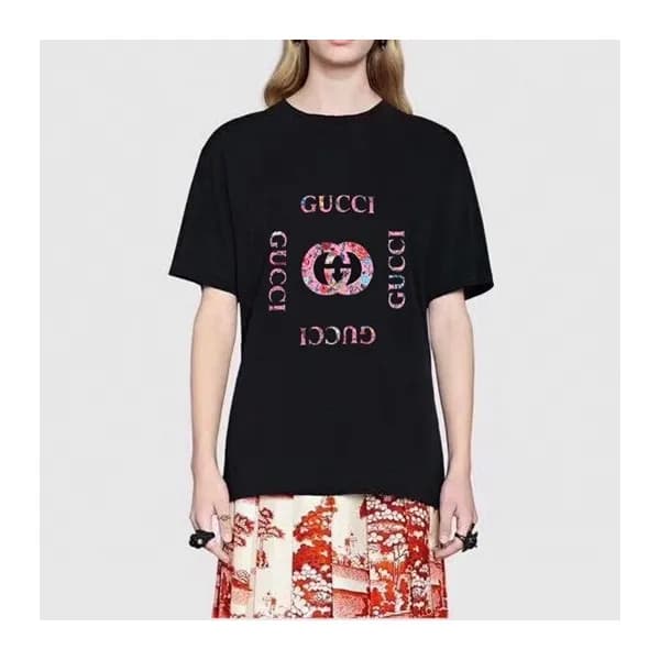 구찌 여성 크루넥 블랙 반팔티 - Womens Black Tshirts - guc04593… - 1