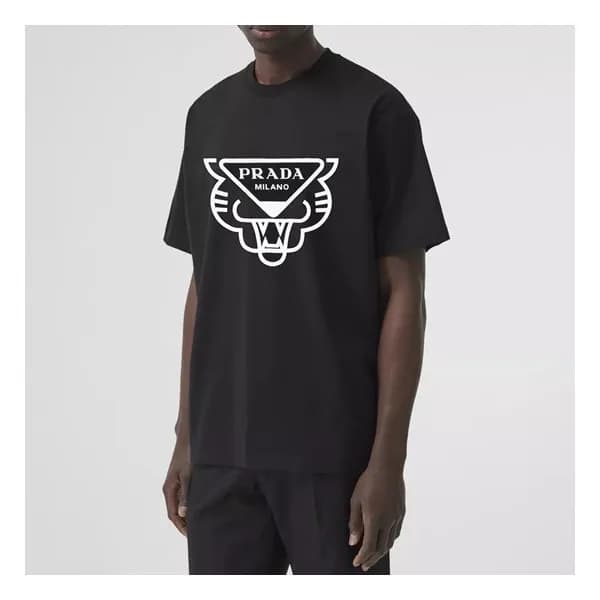 프라다 남성 크루넥 블랙 반팔티 - Mens Black Tshirts - Pra02630x - 1
