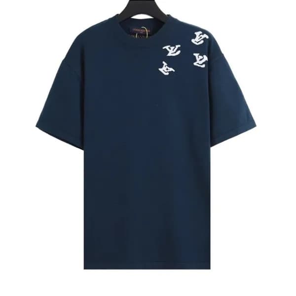 루이비통 남성 네이비 크루넥 반팔티 - Mens Navy Tshirts - lou04144… - 1