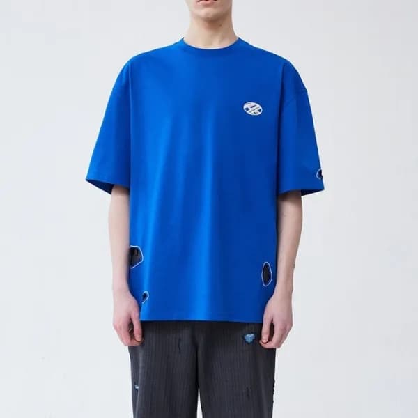 ADER 남/녀 모던 블루 반팔티 - Unisex Blue Tshirts - ade0103… - 1