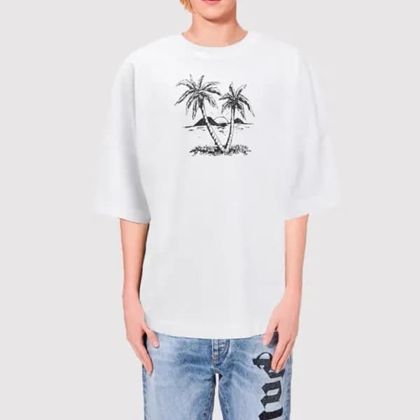 팜 엔젤스 남자 크루넥 화이트 반팔티 - Mens White Tshirts - pam037… - 1