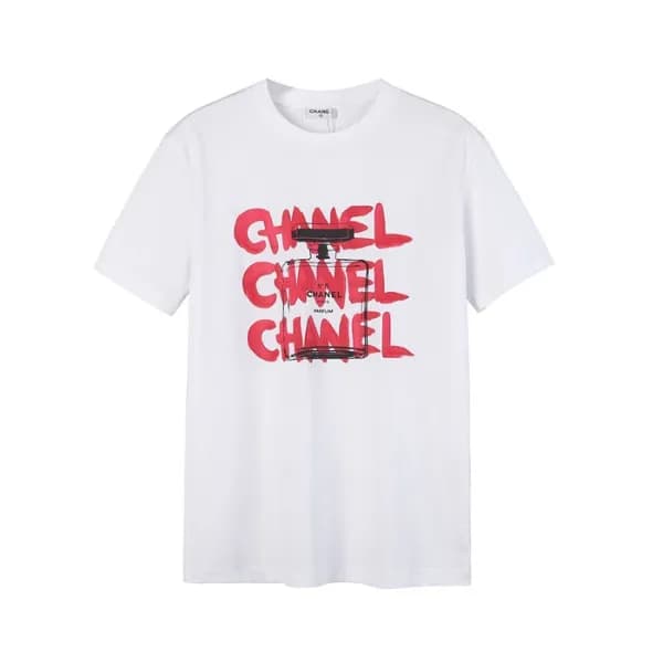 샤넬 남/녀 크루넥 화이트 반팔티 - Unisex White Tshirts - chl089… - 1
