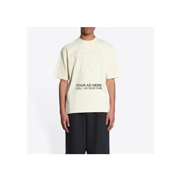 발렌시아가 남성 크루넥 아이보리 반팔티 - Mens Ivory Tshirts - bal01… - 1
