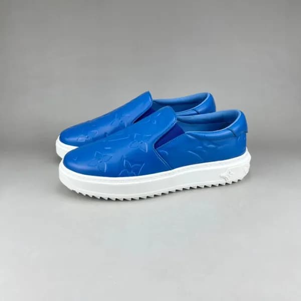 루이비통 남/녀 모노그램 블루 로퍼 - Unisex Blue Loafer - lou0503… - 1